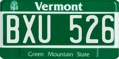 VT license plate BXU526