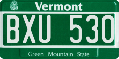 VT license plate BXU530