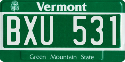 VT license plate BXU531