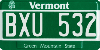 VT license plate BXU532