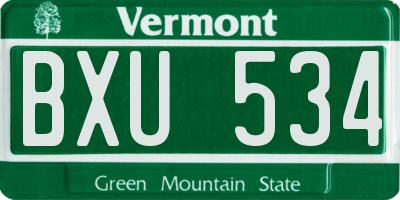 VT license plate BXU534