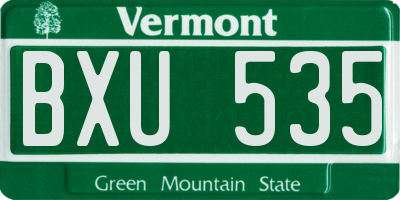 VT license plate BXU535