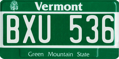 VT license plate BXU536