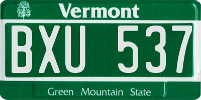 VT license plate BXU537