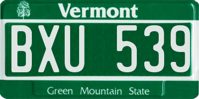 VT license plate BXU539