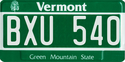 VT license plate BXU540