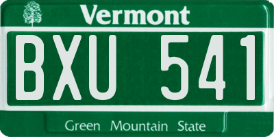 VT license plate BXU541
