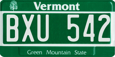 VT license plate BXU542