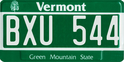 VT license plate BXU544