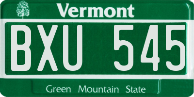 VT license plate BXU545
