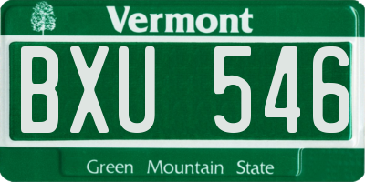 VT license plate BXU546