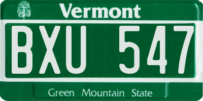 VT license plate BXU547
