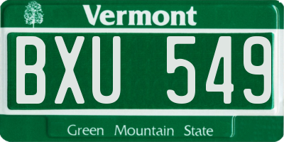 VT license plate BXU549
