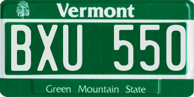 VT license plate BXU550
