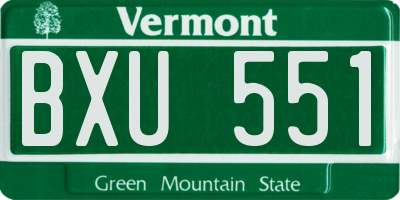 VT license plate BXU551