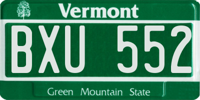 VT license plate BXU552