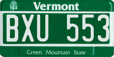 VT license plate BXU553