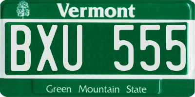 VT license plate BXU555