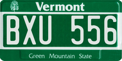 VT license plate BXU556