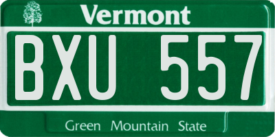 VT license plate BXU557