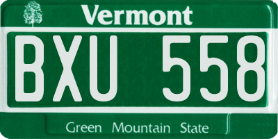 VT license plate BXU558