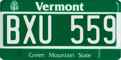 VT license plate BXU559