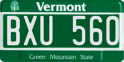 VT license plate BXU560