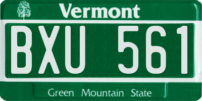 VT license plate BXU561