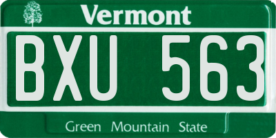 VT license plate BXU563
