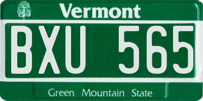 VT license plate BXU565