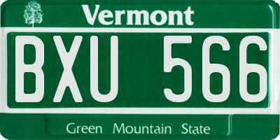 VT license plate BXU566