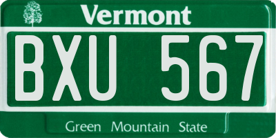 VT license plate BXU567