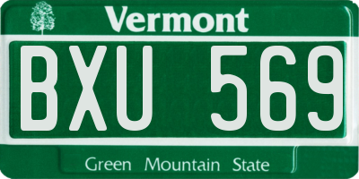 VT license plate BXU569