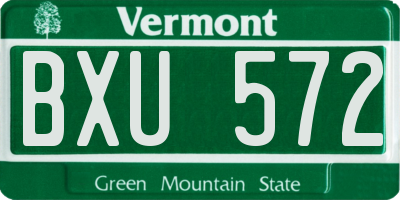 VT license plate BXU572