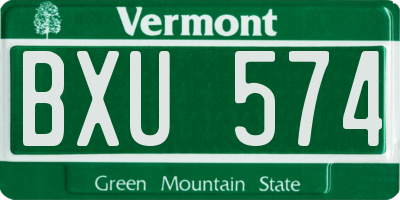 VT license plate BXU574