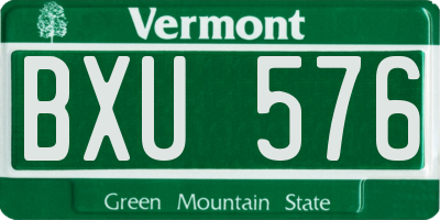 VT license plate BXU576