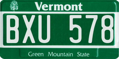 VT license plate BXU578