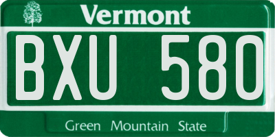 VT license plate BXU580