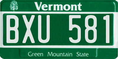 VT license plate BXU581