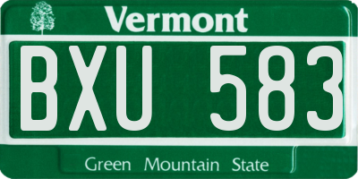 VT license plate BXU583