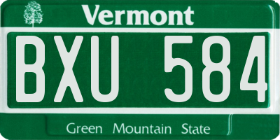 VT license plate BXU584