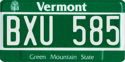 VT license plate BXU585