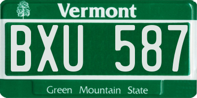 VT license plate BXU587