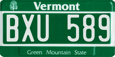 VT license plate BXU589