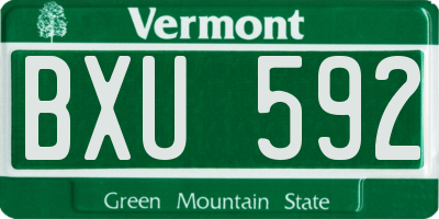 VT license plate BXU592