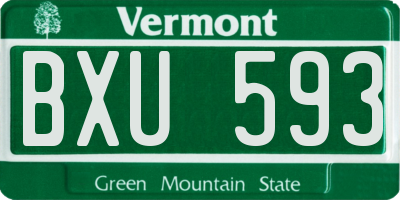 VT license plate BXU593