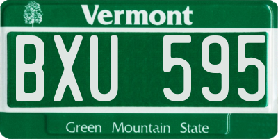 VT license plate BXU595