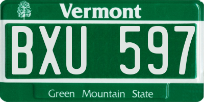VT license plate BXU597