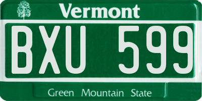 VT license plate BXU599