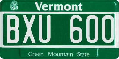 VT license plate BXU600